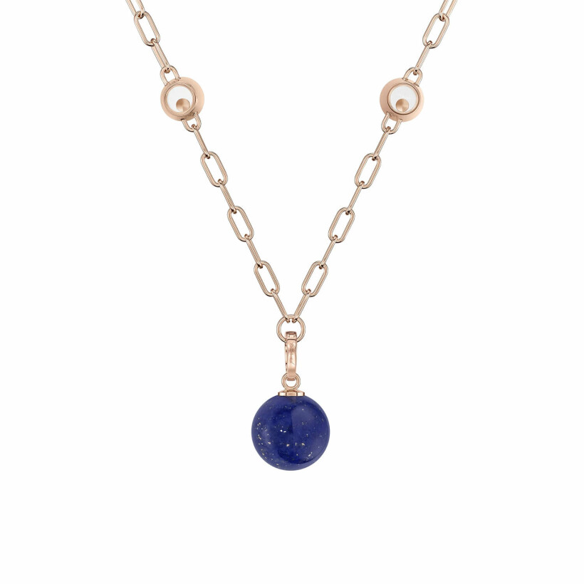 Collier Chopard Happy Diamonds Planet en or rose éthique, diamants et Lapis Lazuli