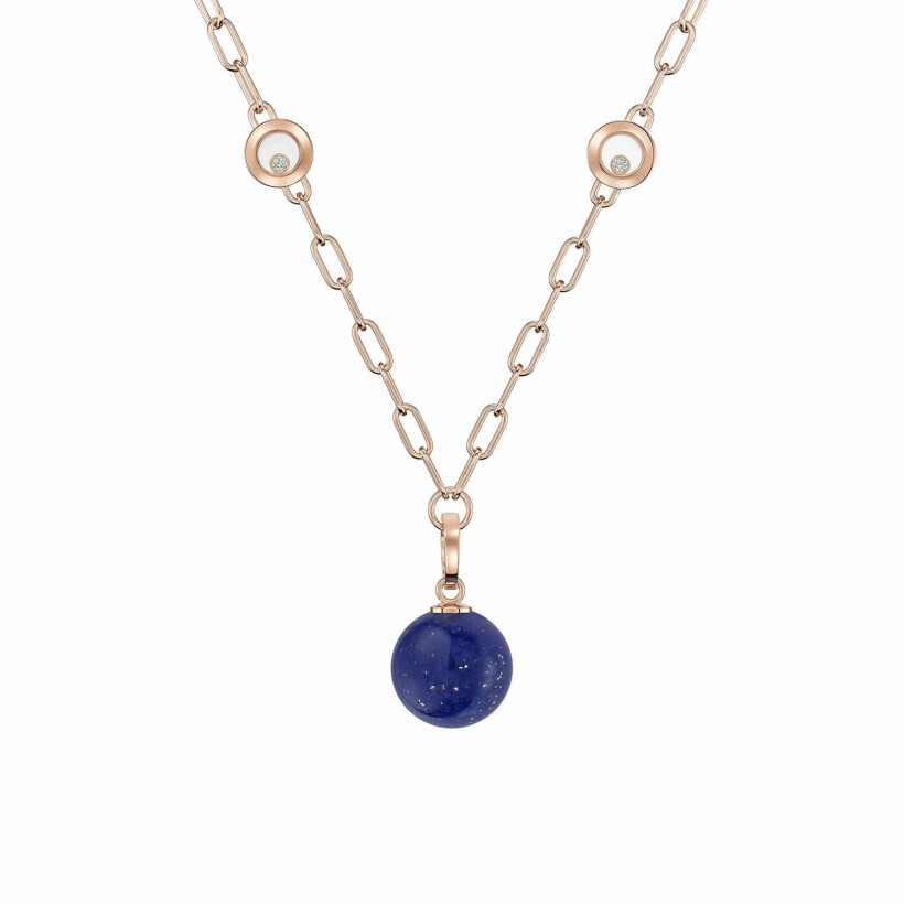 Collier Chopard Happy Diamonds Planet en or rose éthique, diamants et Lapis Lazuli