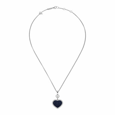 Pendentif Chopard Happy Hearts en or blanc, diamants et aventurine
