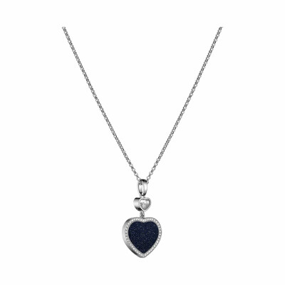 Pendentif Chopard Happy Hearts en or blanc, diamants et aventurine