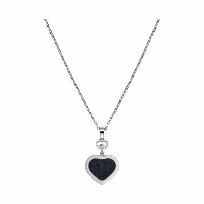 Pendentif Chopard Happy Hearts en or blanc, diamants et aventurine