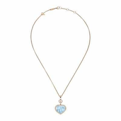 Pendentif Chopard Happy Hearts en or rose, diamants et nacre turquoise