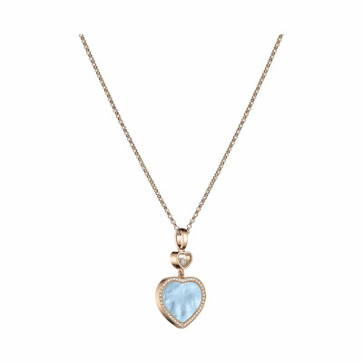 Chopard Happy Hearts pendant in pink gold, diamonds and turquoise mother-of-pearl