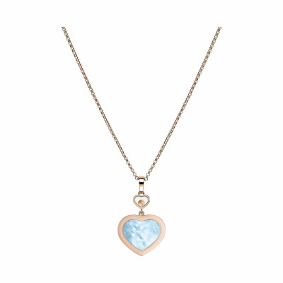 Pendentif Chopard Happy Hearts en or rose, diamants et nacre turquoise