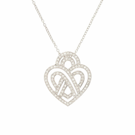 Collier Poiray Coeur Entrelacé Moyen Modèle en or blanc et diamants