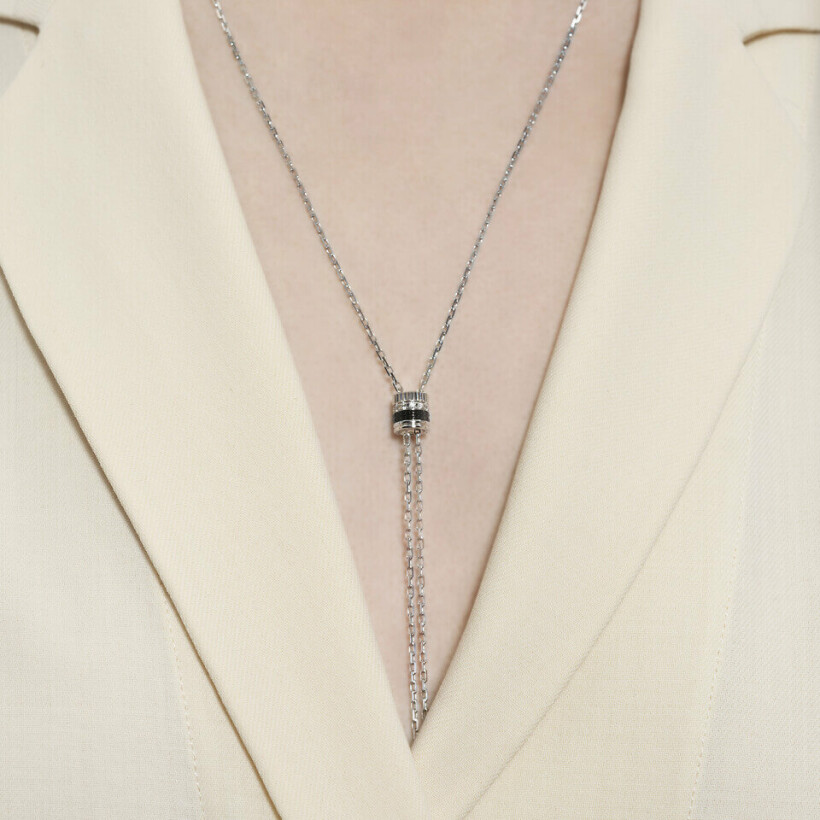 Collier cravate Boucheron Quatre Black Edition Petit Modèle en or blanc, PVD noir et diamants