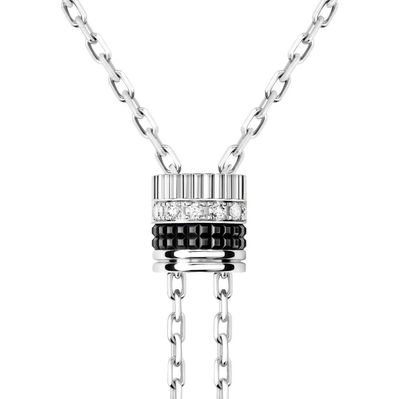 Collier cravate Boucheron Quatre Black Edition Petit Modèle en or blanc, PVD noir et diamants