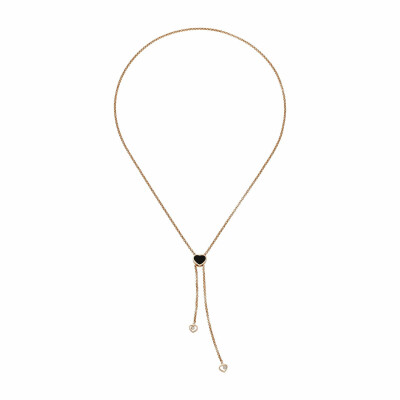 Collier Chopard Happy Hearts en or rose, diamants et onyx