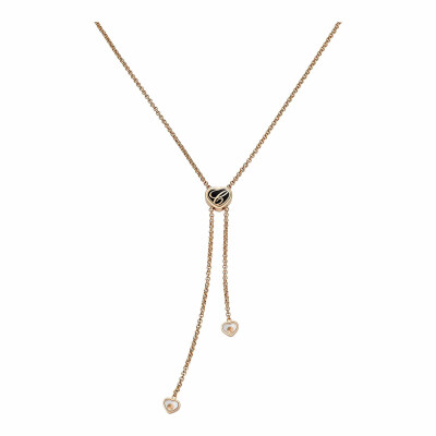 Collier Chopard Happy Hearts en or rose, diamants et onyx