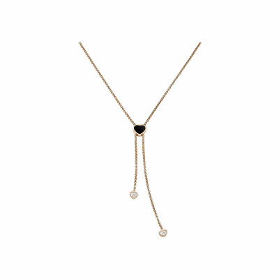 Collier Chopard Happy Hearts en or rose, diamants et onyx