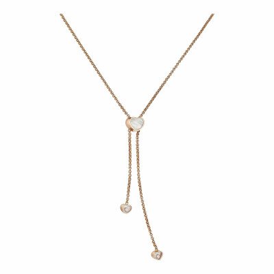 Collier Chopard Happy Hearts en or rose, diamants et nacre