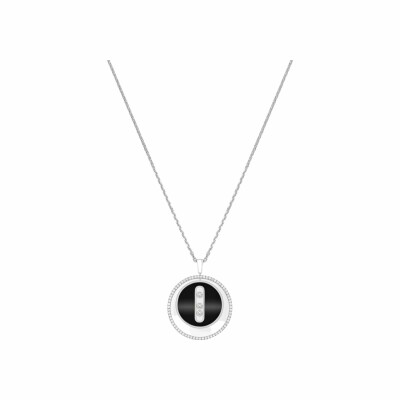 Collier Messika Lucky Move Moyen modèle, en or blanc, diamant et onyx