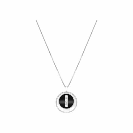 Messika Lucky Move Necklace, medium size, white gold, diamond and onyx