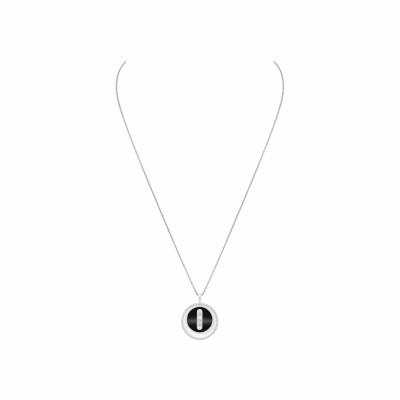 Collier Messika Lucky Move MM en or blanc, diamants et onyx