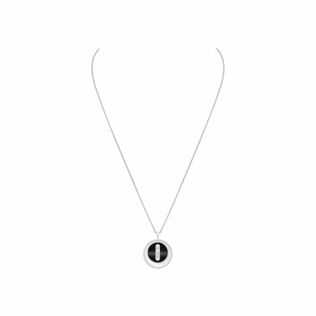 Messika Lucky Move Necklace, medium size, white gold, diamond and onyx