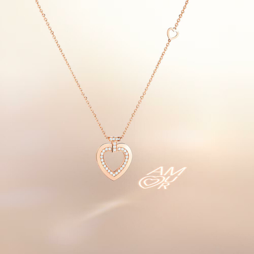 Collier FRED "Amour" Pretty Woman Sunlight Message en or rose et diamants