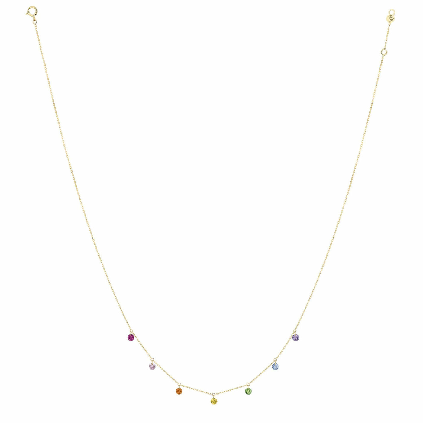 Collier La Brune & La Blonde CONFETTI Rainbow en or jaune, rubis, saphirs rose, orange, jaunes, bleus, tsavorites et améthyste de 0.90ct