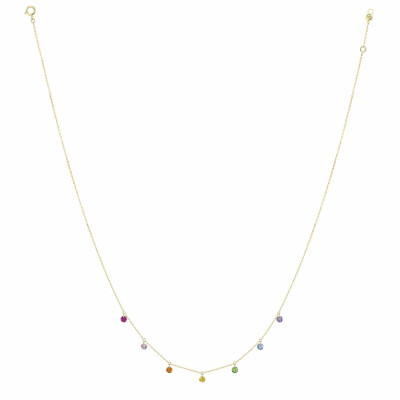 Collier La Brune & La Blonde CONFETTI Rainbow en or jaune, rubis, saphirs rose, orange, jaunes, bleus, tsavorites et améthyste de 0.90ct