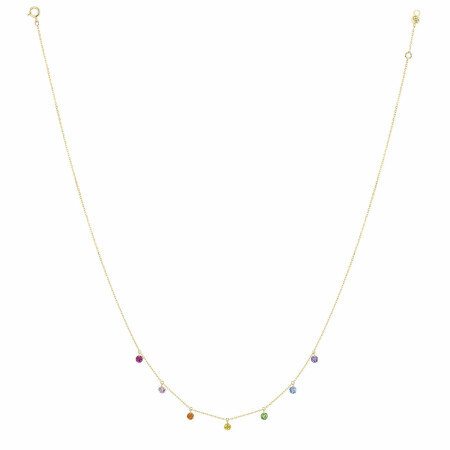 LA BRUNE & LA BLONDE CONFETTI rainbow necklace, yellow gold, rubies, pink, orange, yellow and blue sapphires, tsavorites and 0.90ct amethyst