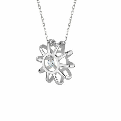 Collier La Brune & La Blonde "Mini Soleil" en or blanc et diamants