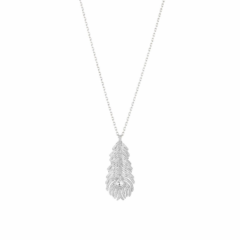 Collier Boucheron Plume de Paon, moyen modèle, pavé de diamants sur or blanc