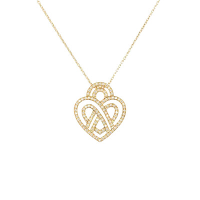 Collier Poiray Coeur Entrelacé Moyen Modèle en or jaune  et diamants