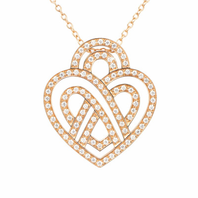 Collier Poiray Coeur Entrelacé Moyen Modèle en or rose et diamants