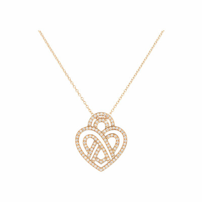 Collier Poiray Coeur Entrelacé Moyen Modèle en or rose et diamants