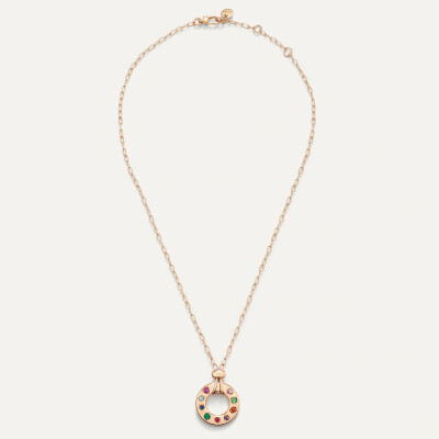 Collier Pomellato Iconica réversible avec Pendentif en or rose et pierres multicolores