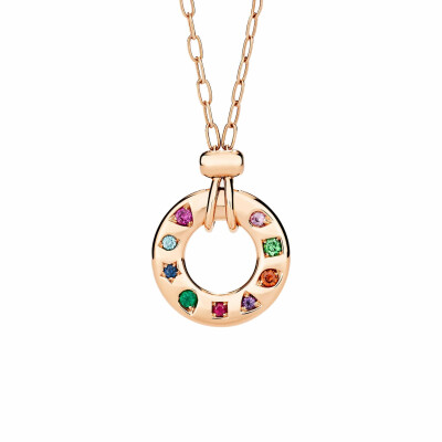 Collier Pomellato Iconica réversible avec Pendentif en or rose et pierres multicolores