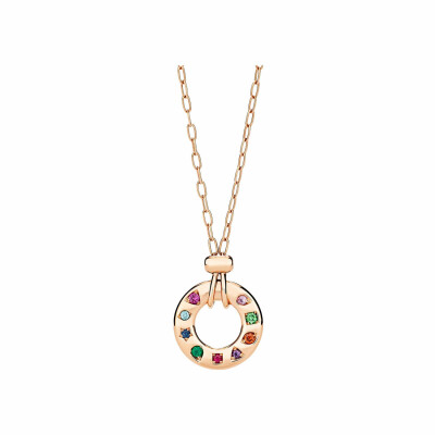 Collier Pomellato Iconica réversible avec Pendentif en or rose et pierres multicolores