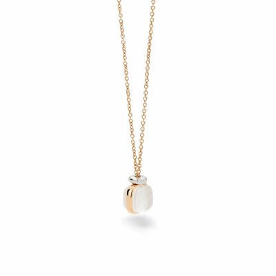 Collier Pomellato Nudo Mini en or rose, or blanc, diamants et quartz laiteux