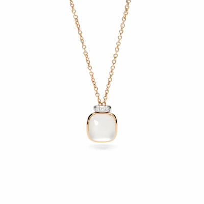 Collier Pomellato Nudo Mini en or rose, or blanc, diamants et quartz laiteux