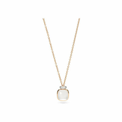 Collier Pomellato Nudo Mini en or rose, or blanc, diamants et quartz laiteux