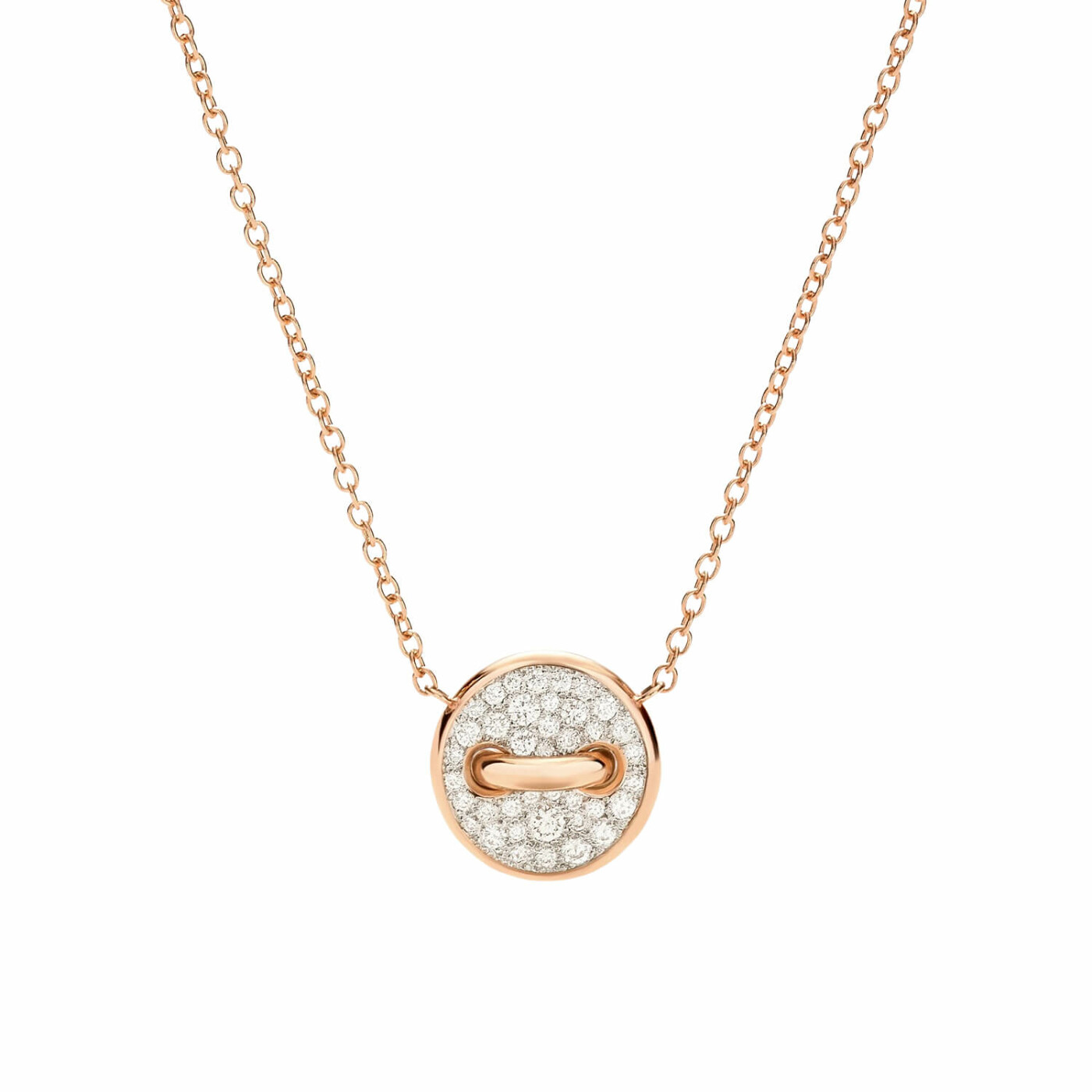 Collier Pomellato Pom Pom Dot en or rose, nacre blanche et diamants