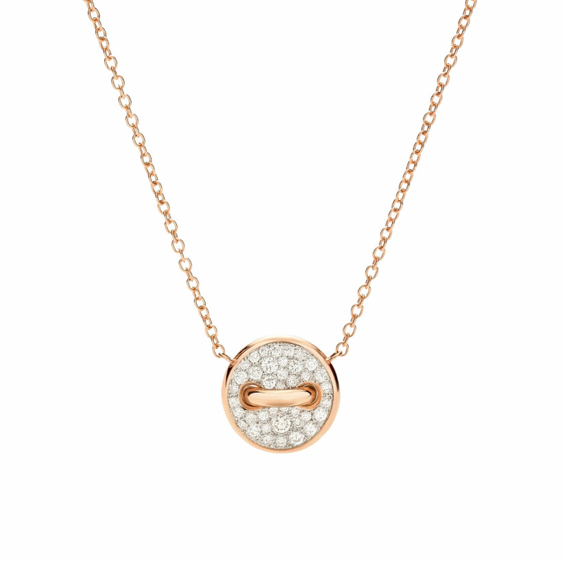 Pomellato Pom Pom Dot necklace, rose gold with white mother of pearl and diamonds