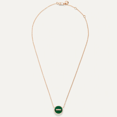 Collier Pomellato Pom Pom Dot en or rose, malachite, nacre blanche et diamants