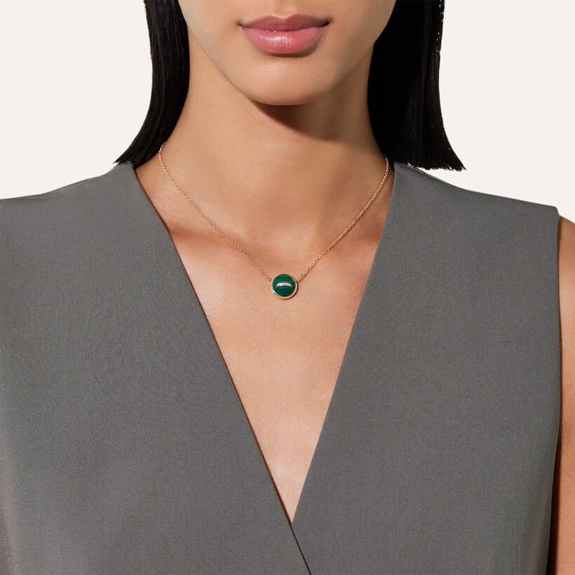 Pomellato Pom Pom Dot necklace, rose gold with malachite, white mother of pearl and diamonds