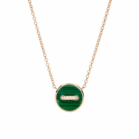 Pomellato Pom Pom Dot necklace, rose gold with malachite, white mother of pearl and diamonds