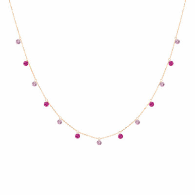 Collier La Brune & La Blonde Confetti en or rose, rubis et saphirs roses