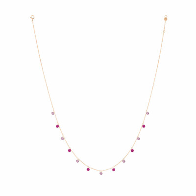 Collier La Brune & La Blonde Confetti en or rose, rubis et saphirs roses