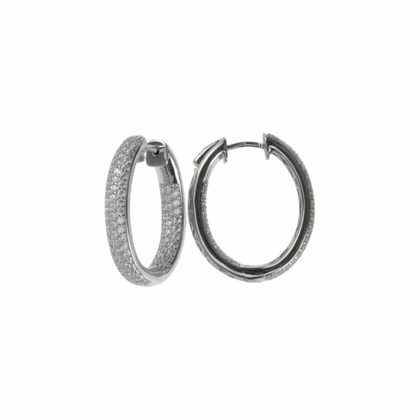 Boucles D'oreilles Créoles En Titane Et Acier - Finition Mat Argenté - Diamètre 18 Mm - Pour Homme
