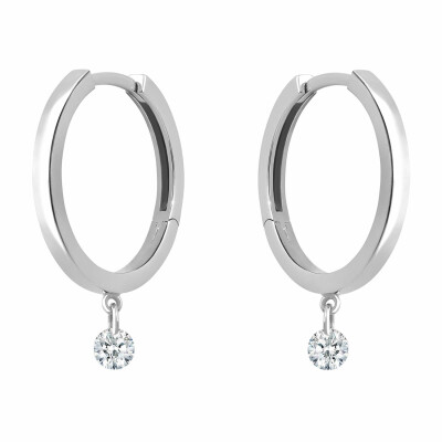 Créoles La Brune & La Blonde 360° en or blanc et diamants 0,20ct