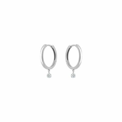 Créoles La Brune & La Blonde 360° en or blanc et diamants 0,20ct