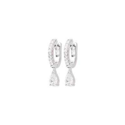 Boucles d'oreilles pendantes Raynal en or blanc et diamants