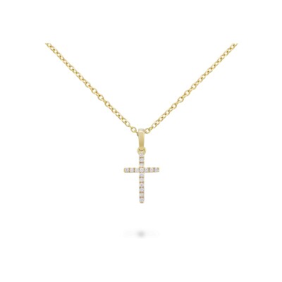 Collier Raynal Croix en or jaune et diamants