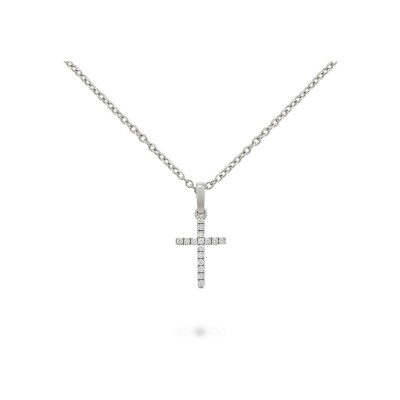 Collier Raynal Croix en or blanc et diamants