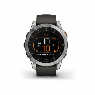 Montre Garmin Epix Génération 2 Acier Silver, avec bracelet gris