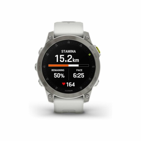 Montre Garmin Epix Génération 2 Sapphire, titane, Silver avec bracelet blanc