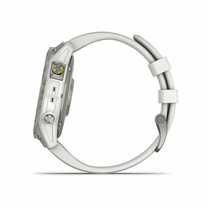 Montre Garmin Epix Génération 2 Sapphire, titane, Silver avec bracelet blanc